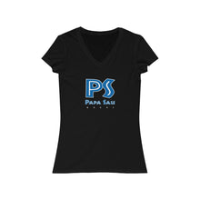 Load image into Gallery viewer, Papa Sau Blue ---Women's Jersey Short Sleeve V-Neck Tee