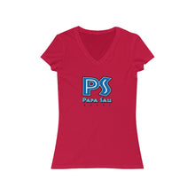 Load image into Gallery viewer, Papa Sau Blue ---Women's Jersey Short Sleeve V-Neck Tee