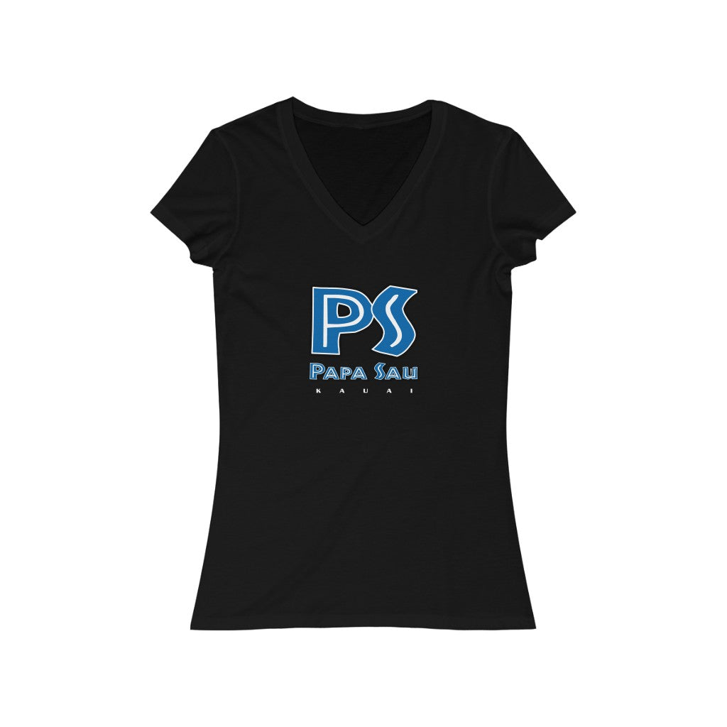 Papa Sau  Blue ---Women's Jersey Short Sleeve V-Neck Tee